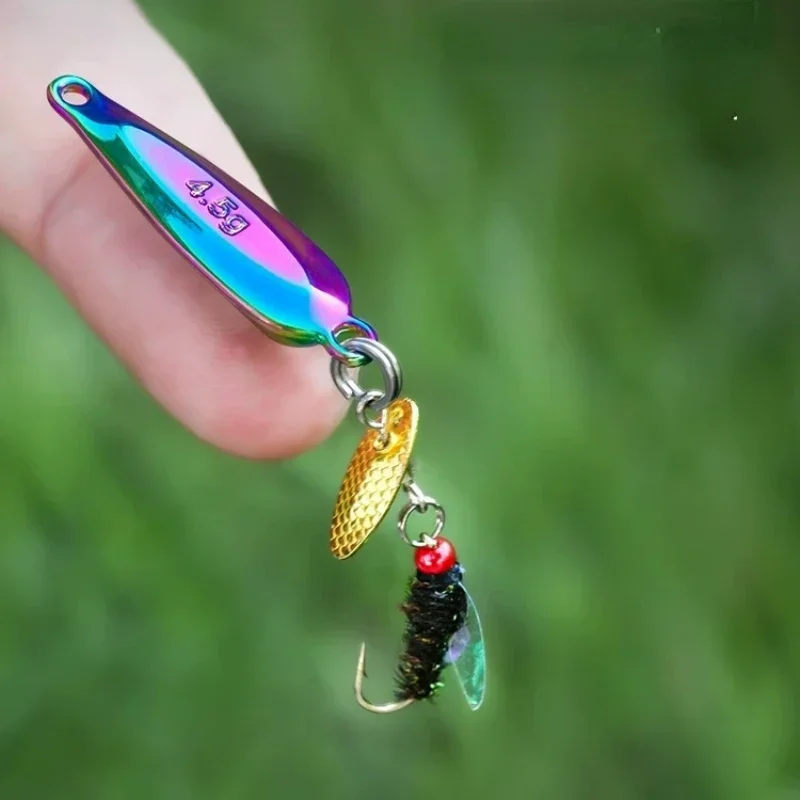 Juego de pesca con mosca de 3 piezas, hélice giratoria, lentejuelas de melón, cebo falso, Micro Juego de pesca, Boca de caballo, Bucktails, cebo de rayas blancas - imagen 5