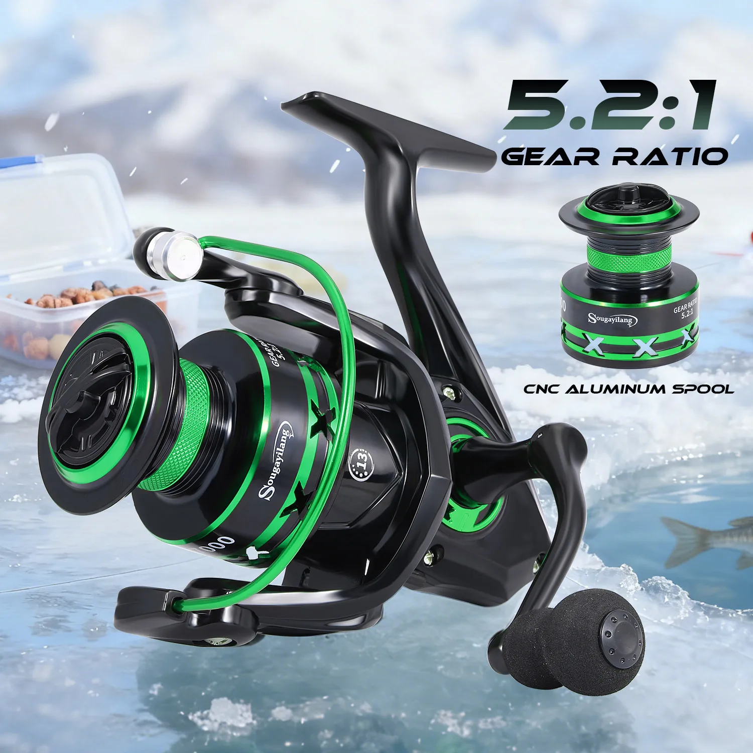 Combo Caña de Pesca en Hielo Sougayilang – Carbono y Carrete - imagen 4