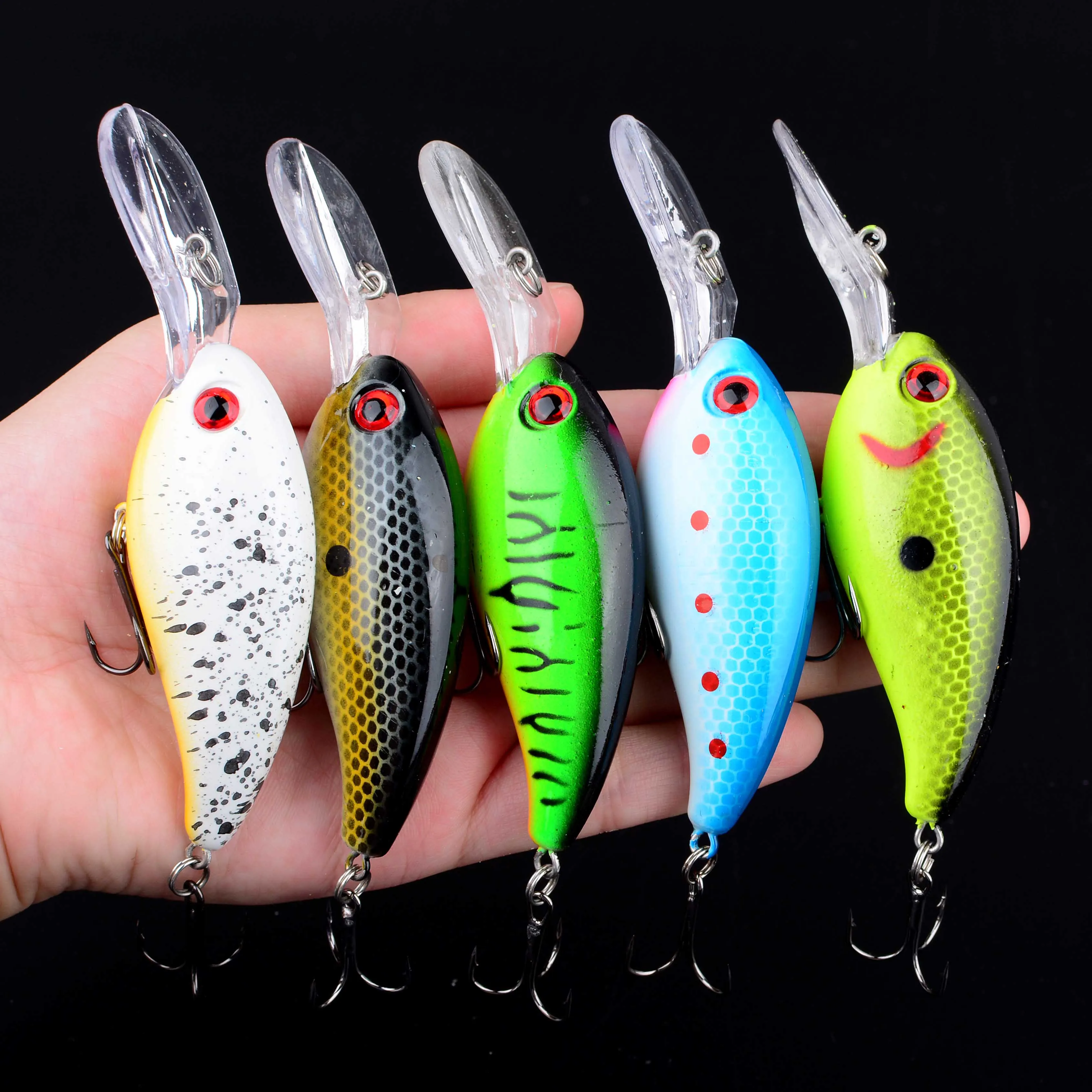 Señuelo de pesca con manivela, cebos duros artificiales, Jerkbait, Wobbler, aparejos de pesca, buenos anzuelos triples, 1 ud. - imagen 5