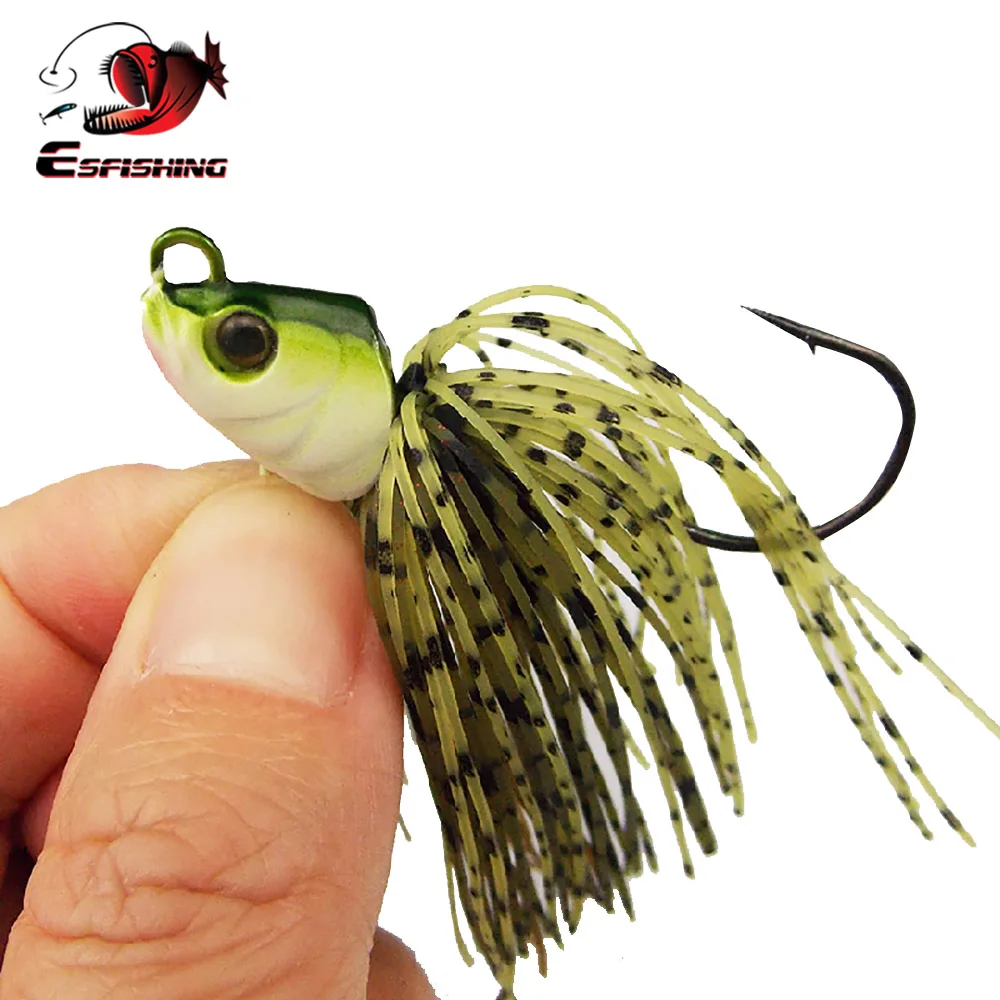 ESFISHING-anzuelo de pesca con cabeza de anzuelo, 4 Uds., 7g, 1/0, 2/0, faldas de silicona, Señuelos de Pesca, cebo suave de Metal - imagen 2
