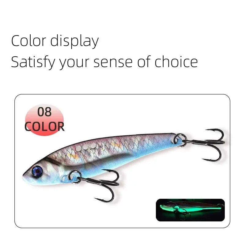 Señuelo de pez Vib de 7cm y 14g, cebo Artificial de cuerpo duro, placa de hierro, anzuelo de pesca Swimbait, equipo para trucha en alta mar, aparejos de pesca de aguas profundas - imagen 5