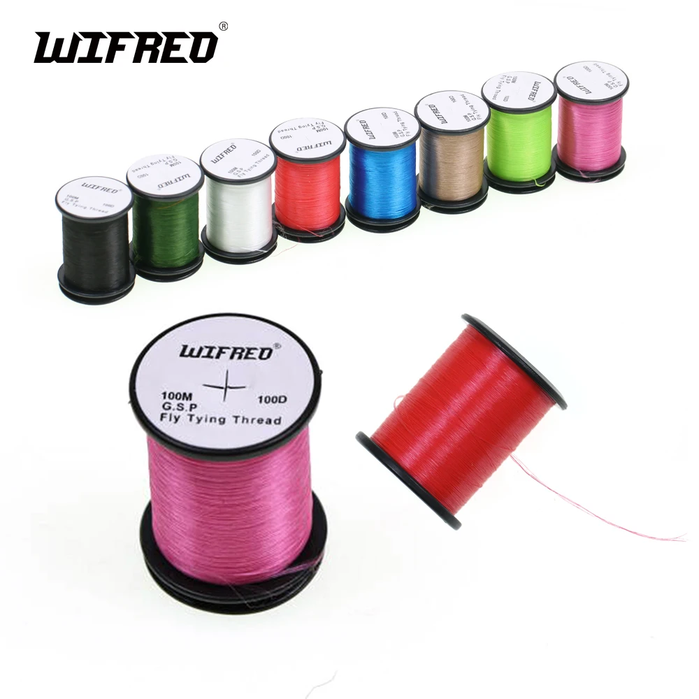 Wifreo 8 colores 100D GSP hilo de atado de moscas línea de polietileno Material de atado de moscas para moscas secas/húmedas ninfas Streamer señuelo 100M/carrete - imagen 2