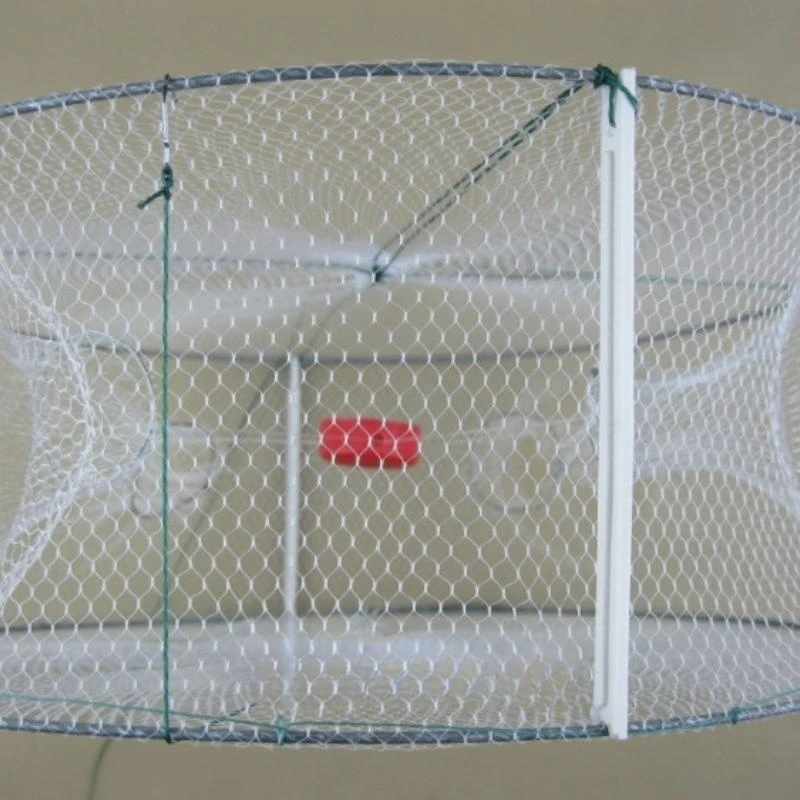 1 Uds. Trampa de red plegable para pesca de camarones, peces, cangrejos, 4 agujeros, cangrejos, langosta, rejilla fundida, jaula de inmersión 33*12cm - imagen 4