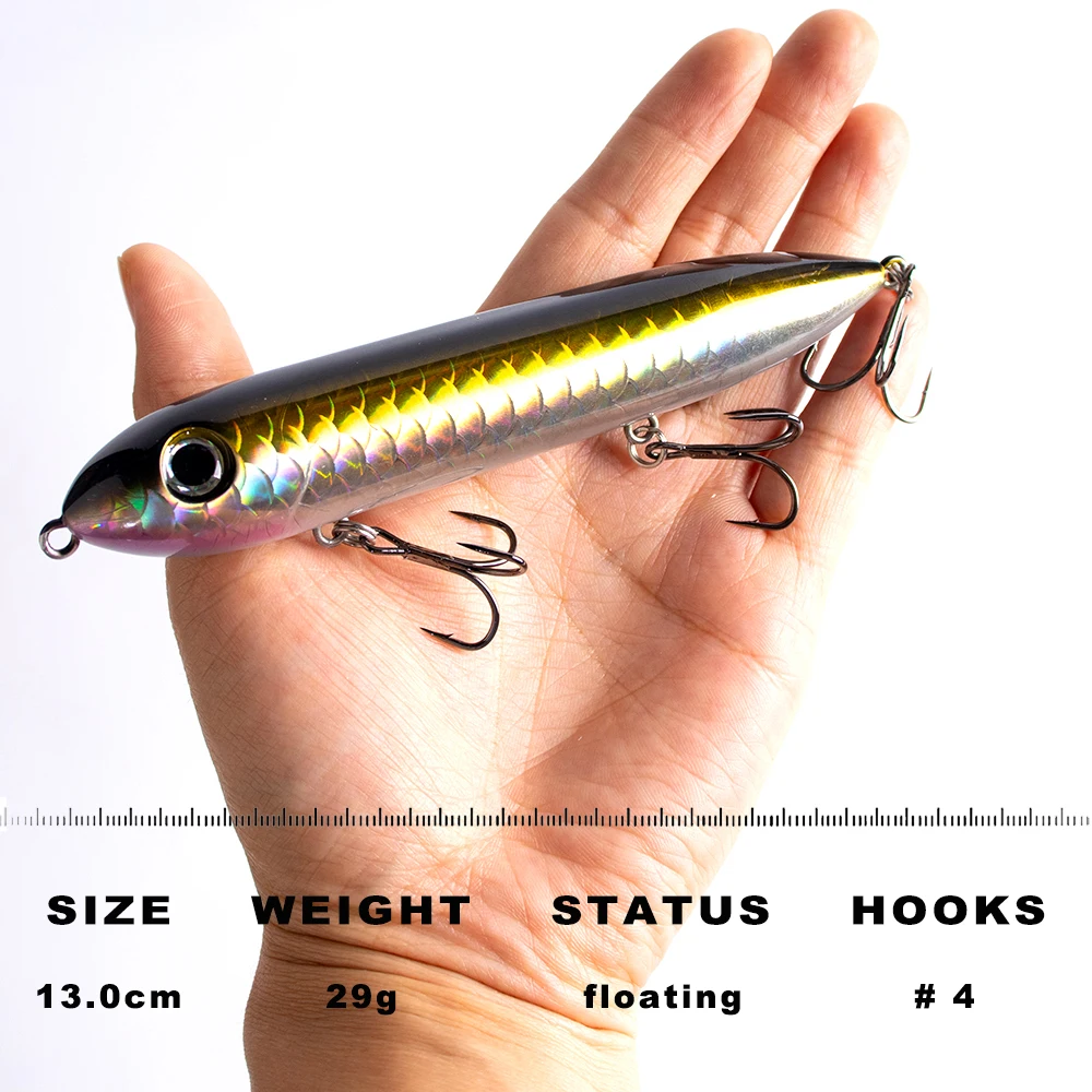 CCLTBA-cebo Topwater de alta calidad para peces grandes, Señuelos de Pesca de 13cm y 29g, cebo duro flotante para caminar a los perros, aparejos de señuelo - imagen 2