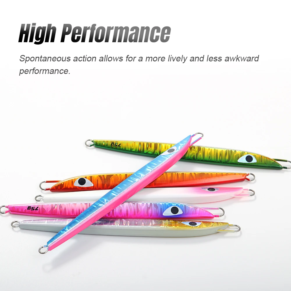 JIGGING PRO 75g 95g 115g D3 Semilong señuelo de Jigging Vertical agua salada plantilla de Metal cebo de pesca aparejos de pesca de mar atún Bonito - imagen 4