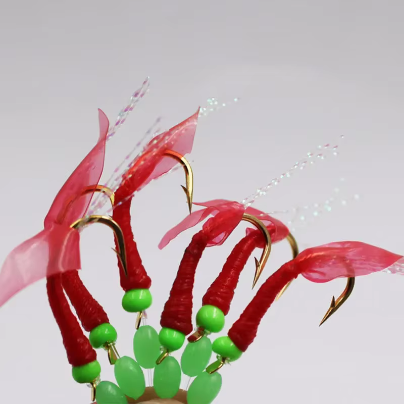 4 # -20 #   Ganchos de cuerda de carbono de acero 6 en 1, plumas de caballa, Señuelos de Pesca, accesorio de aparejos de pesca de mar, anzuelo luminoso, cabeza de plantilla J540 - imagen 3