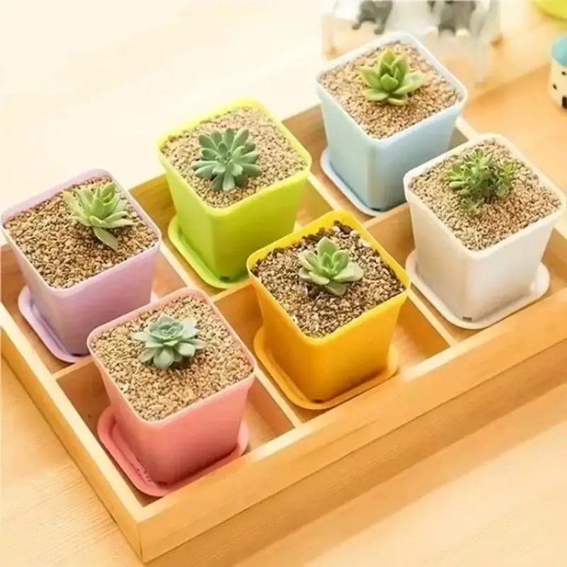Maceta plástica decorativa para jardín y oficina – color aleatorio - imagen 3