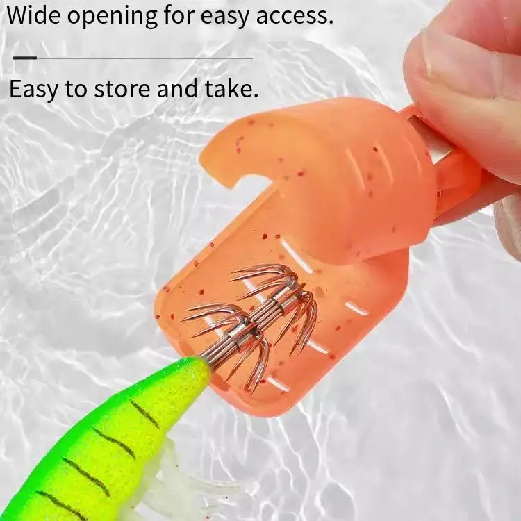 PD Fishing-Juego de 16 Uds de hebilla de montañismo, protectores de anzuelos de calamar, funda protectora de camarones de madera, ganchos para brochetas, cubierta de gancho Sanben - imagen 3