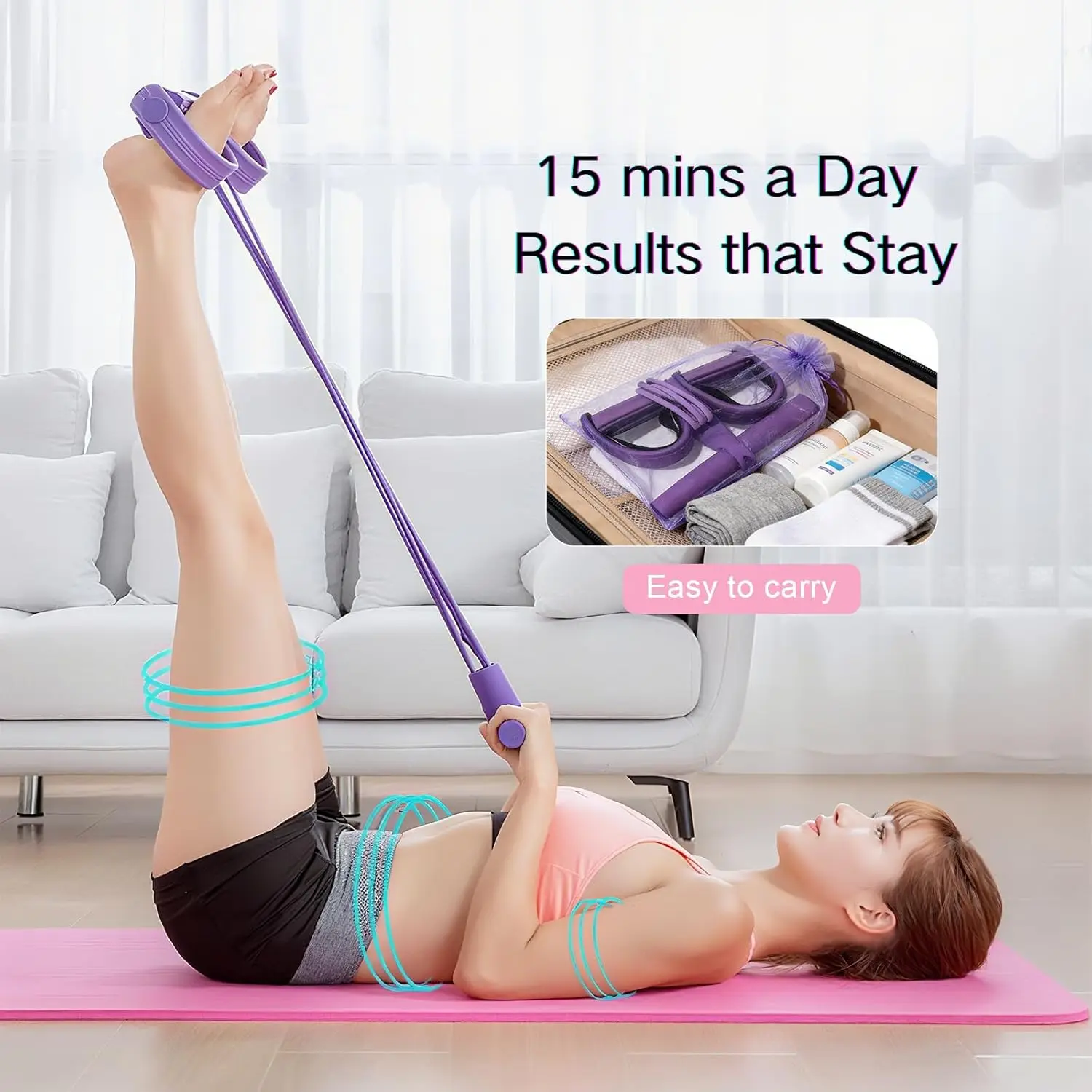 Tensor de Pedal de 4/6 tubos, equipo de Fitness multifuncional para el hogar, Yoga, fortalecimiento Abdominal, banda elástica, cuerda de tensión