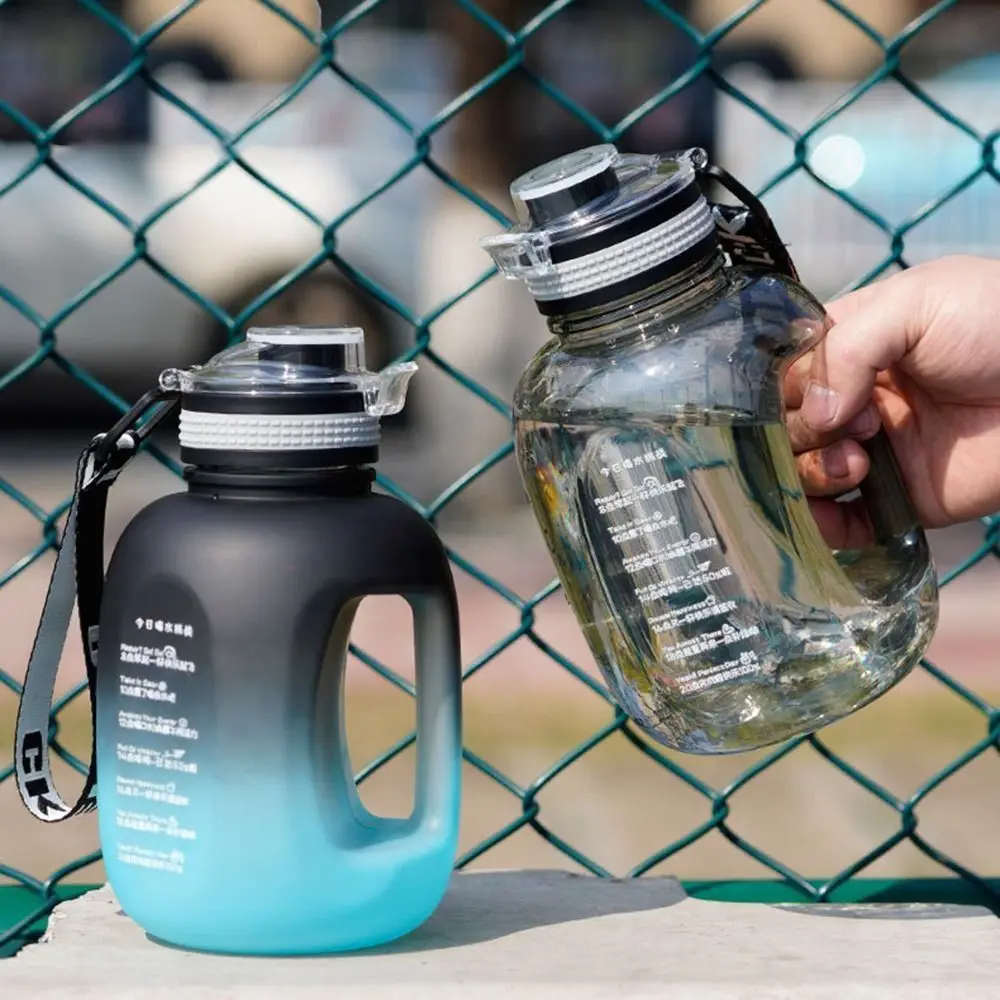 Botella de agua deportiva de gran capacidad, hervidor de viaje de Color degradado, fácil de limpiar, taza espacial portátil de grado alimenticio, Fitness, 1,2 L - imagen 2