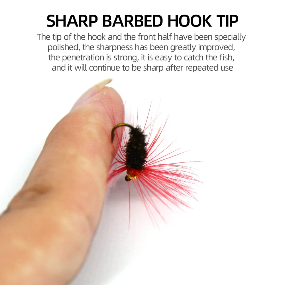 MNFT 10PCS 10 # Cabeza de cuentas doradas, cuerpo de pavo real, ninfa, trucha, moscas, insectos biomiméticos, cebo de pesca con mosca - imagen 5