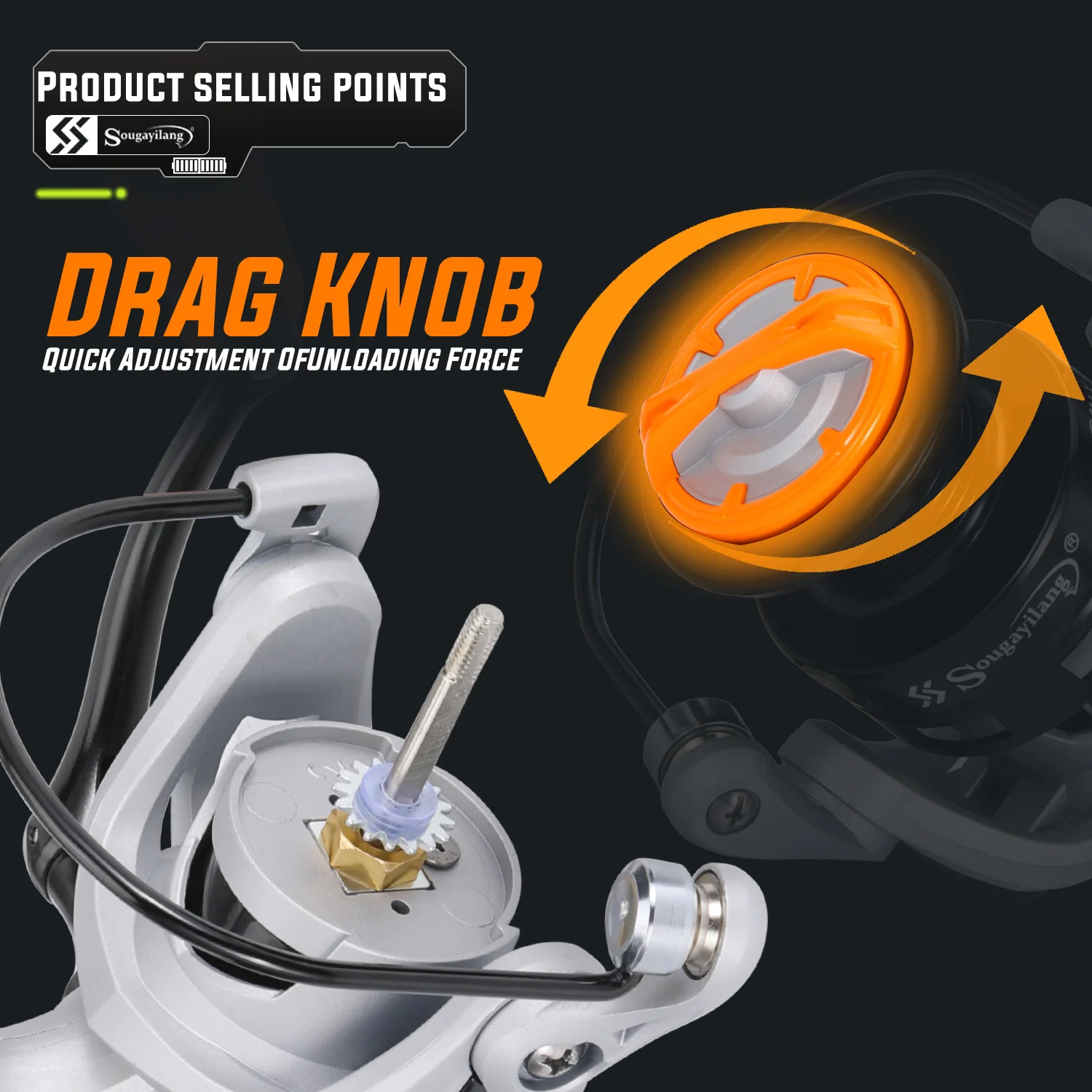 Sougayilang-Carretes de pesca de alta velocidad, accesorio de arrastre máximo de 10Kg, con carrete de aluminio para agua salada y dulce, 5,2: 1 - imagen 4