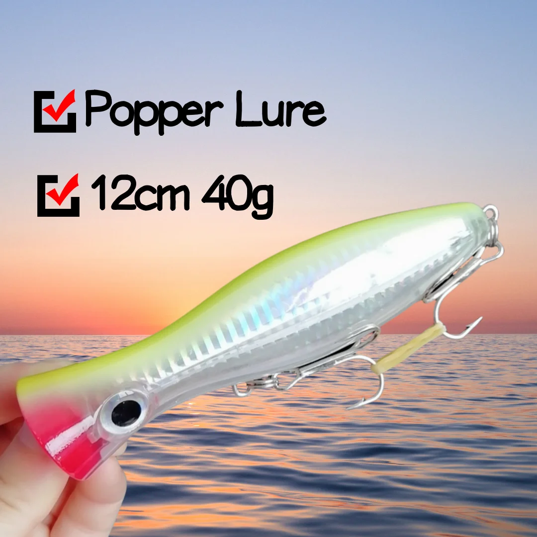 1 unidad de 12cm 40g Big Popper Wobbler duro Isca Artificial Topwater señuelo de pesca de tiro largo Crankbait cebo de pesca Lucio Leurre