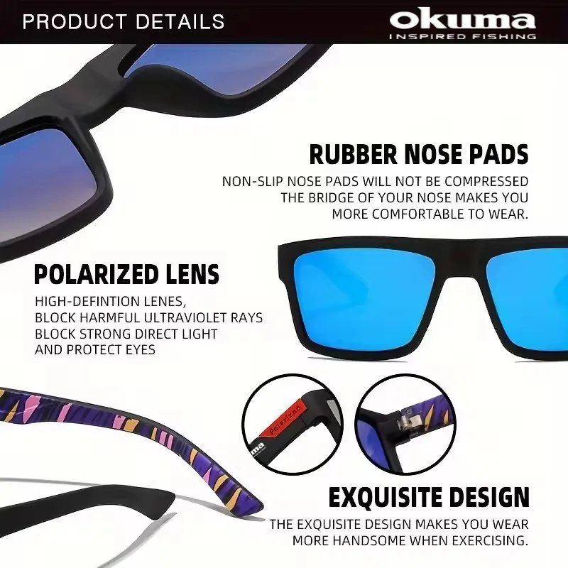 1 Uds. Gafas de sol polarizadas Okuma UV400 adecuadas para pescar, ciclismo, caza y conducir, gafas de sol retro tanto para hombres como para mujeres - imagen 5
