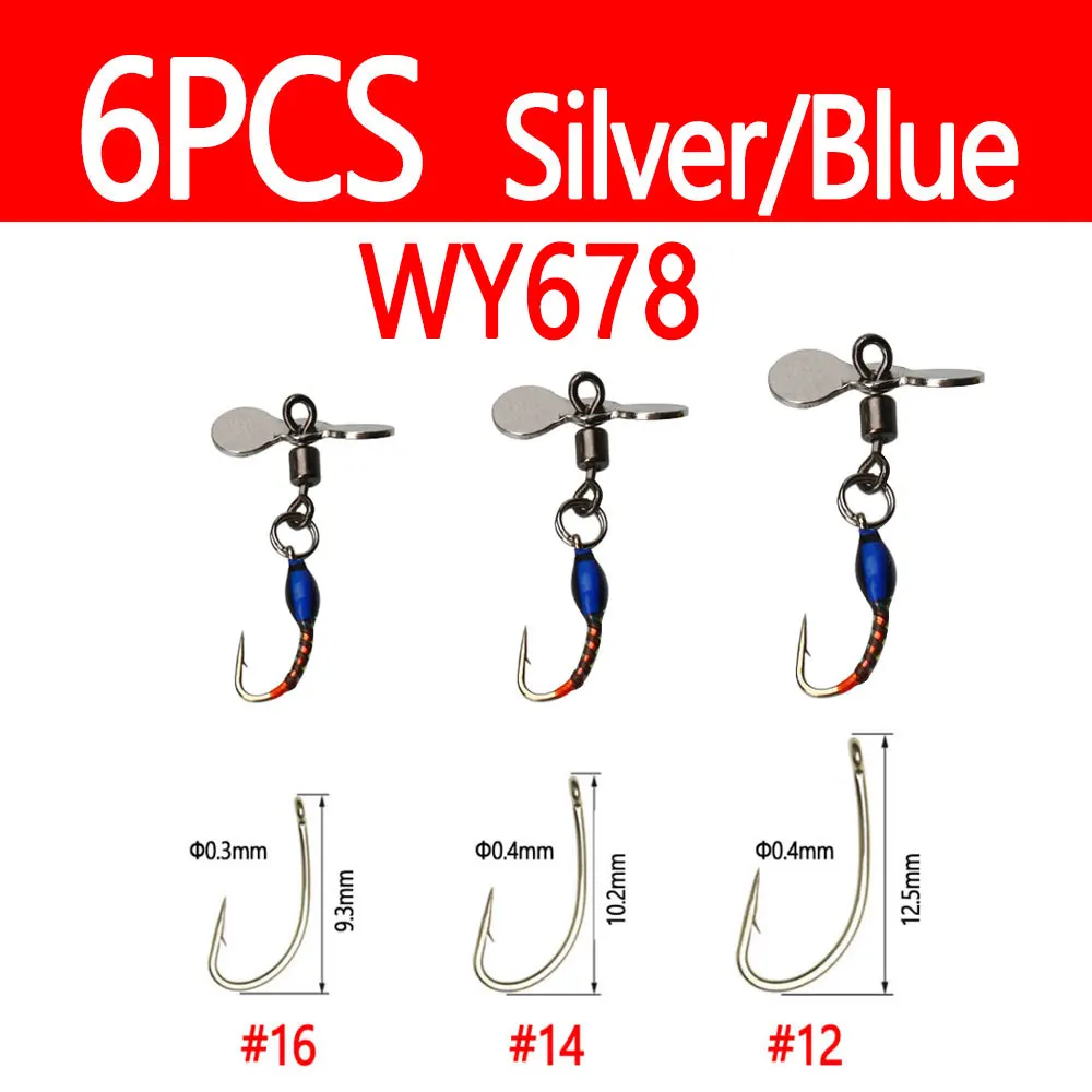 6pcs Silver-Blue