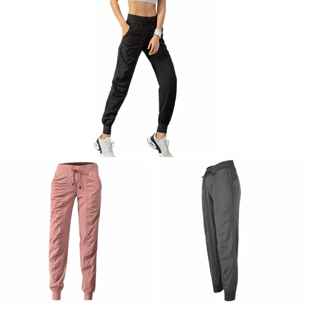 Ropa deportiva Pantalones para correr arrugados Pantalones largos cónicos de yoga Pantalones elásticos de cintura alta Fitness - imagen 5