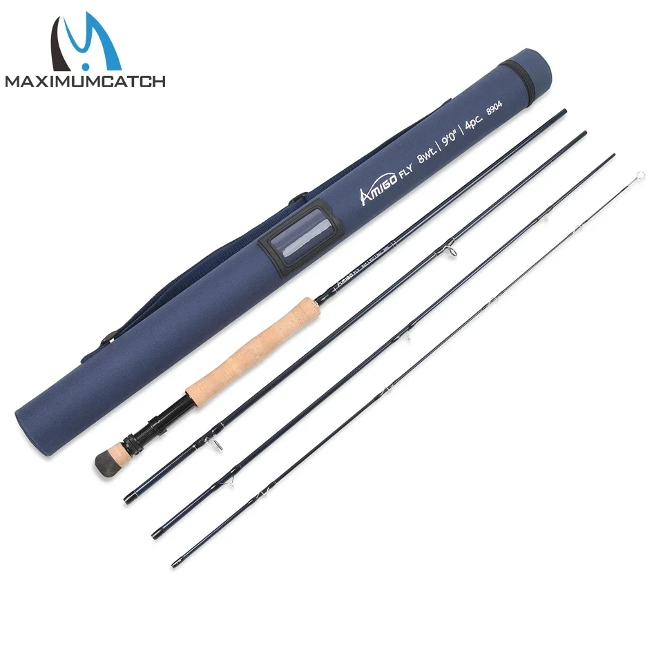 Maximumcatch Amigo 8,6 pies/9 pies 4-8wt caña de pescar con mosca de acción rápida 30T SK caña con mosca de fibra de carbono con tubo adicional - imagen 4
