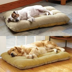 Cama para perro y gato, tumbona para dormir cálida para invierno, perrera para cachorro, cama larga de felpa para mascotas, alfombrilla lavable desmontable para mascotas