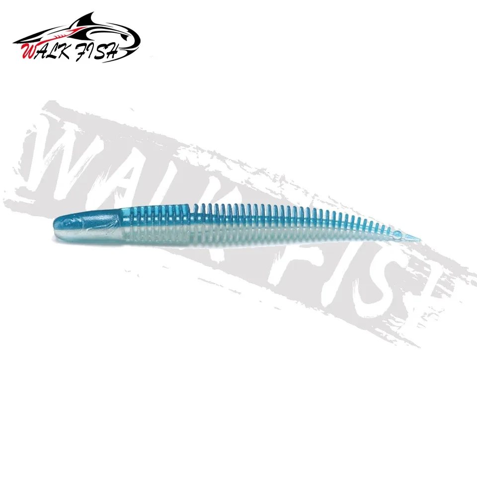 WALK FISH-Señuelos de pesca con sonrisa, cebo suave de 65mm, gusano de baile ligero, fideos, aguja de gusano, cola recta, lubina flotante, Manda - imagen 3