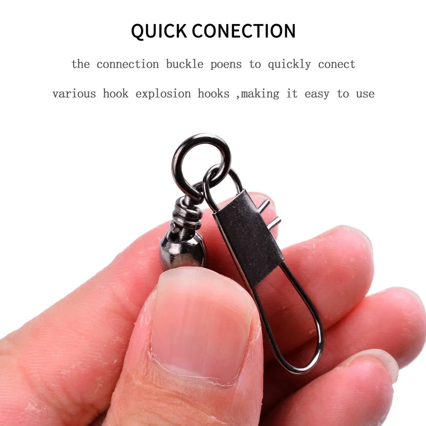 Señuelo giratorio de anzuelo de pesca, accesorios de pesca de Lucio, Pin conector de rodamiento giratorio de acero inoxidable, aparejos a presión con caja, 10 Uds. - imagen 3