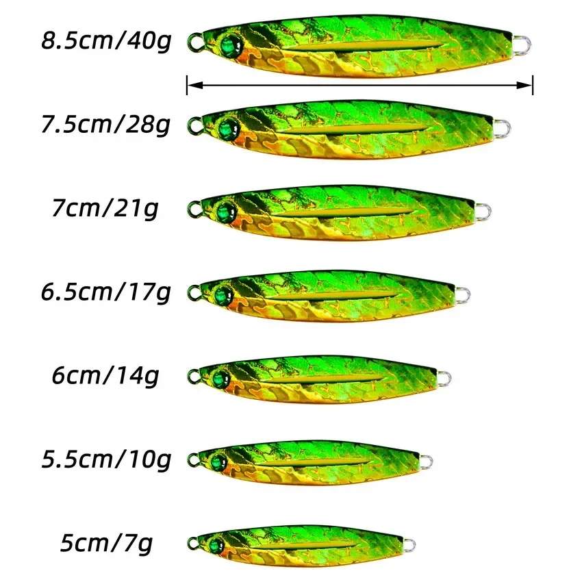 22 Uds plantilla de Metal Shore Jigging pesca en el mar plantilla lenta Jigging de Metal realista cuchara de Jigging lento 7g-40g cebo Artificial láser - imagen 2