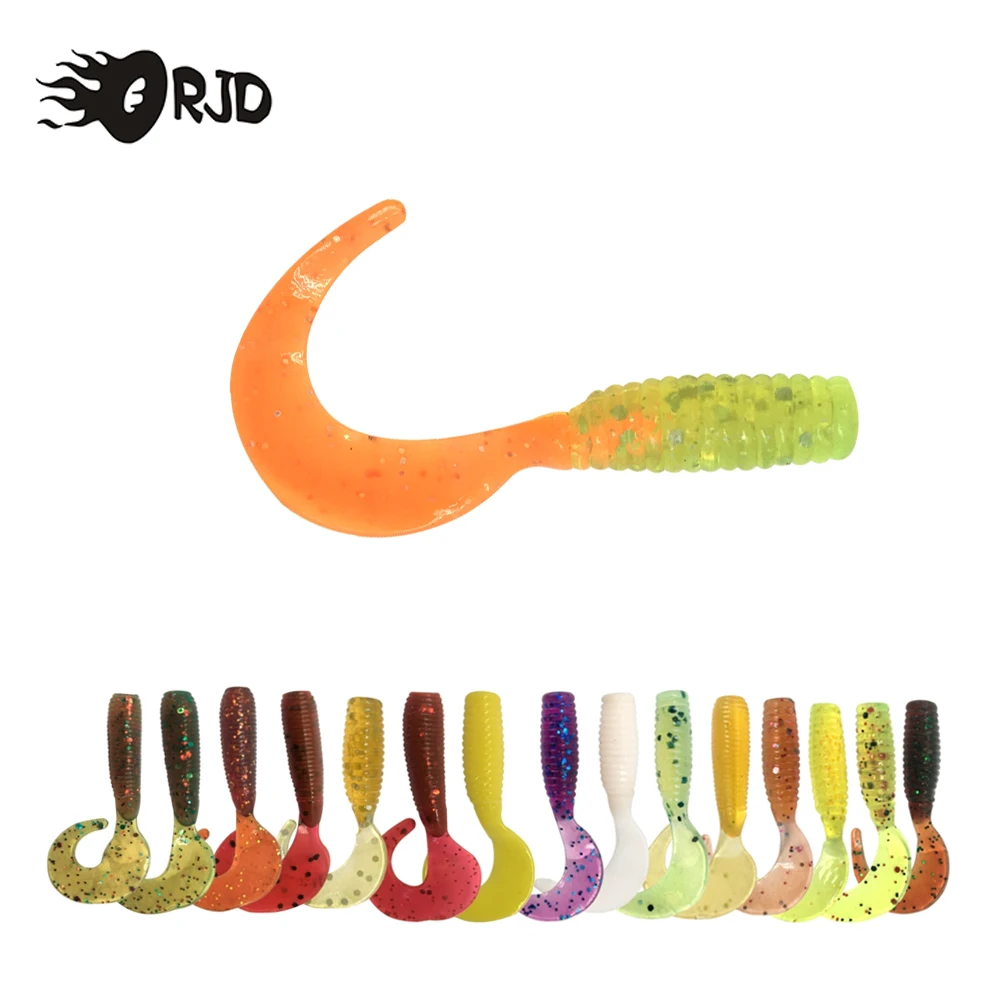 ORJD-señuelo de pesca suave, cebos de silicona Artificial, Wobblers rizados, accesorios de pesca de lubina, suministros, 38mm, 45mm, 20 unidades por lote - imagen 2