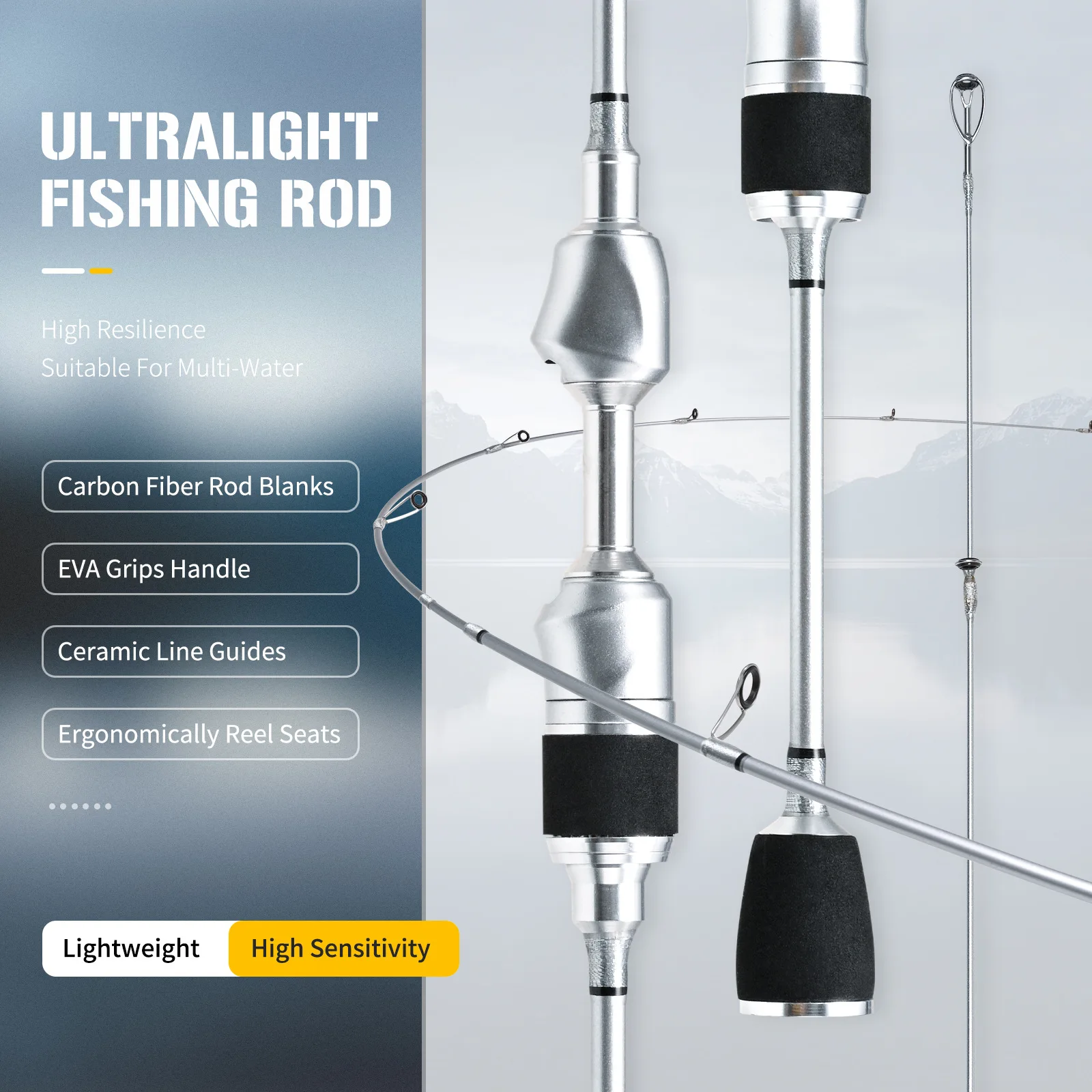 Armadura plateada UL, caña de pescar con boca de caballo, Micro Material ajustable, caña de pescar de Ruta Ya, caña de pescar retráctil - imagen 3