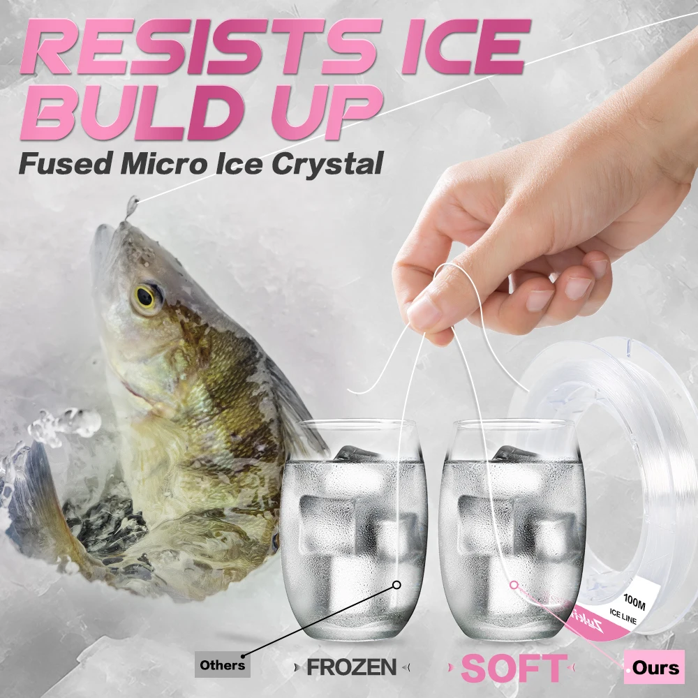 ZUKIBO trenza de hielo Micro pesca en hielo hilo de pescar trenzado suave, Zero Memory Super Stong Pro Grade Power línea trenzada de hielo 100m - imagen 2