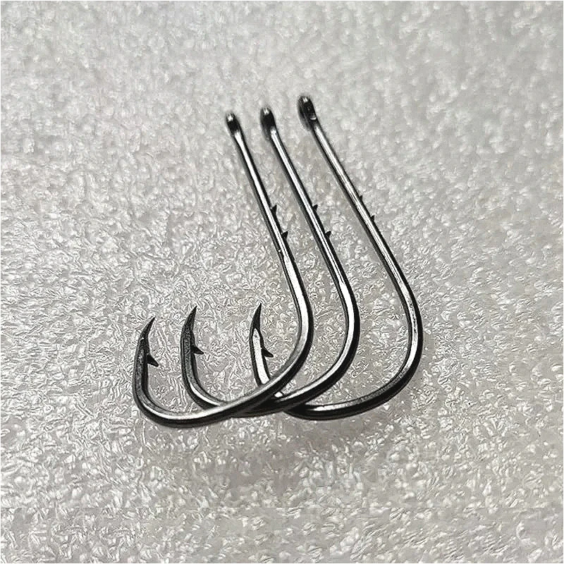Anzuelo de pesca con doble espinillo trasero, 200 Uds., ganchos de marea con mango largo, anillo de tubo, púas circulares, púas de pescado de mar, boca torcida, Gancho de pesca - imagen 4