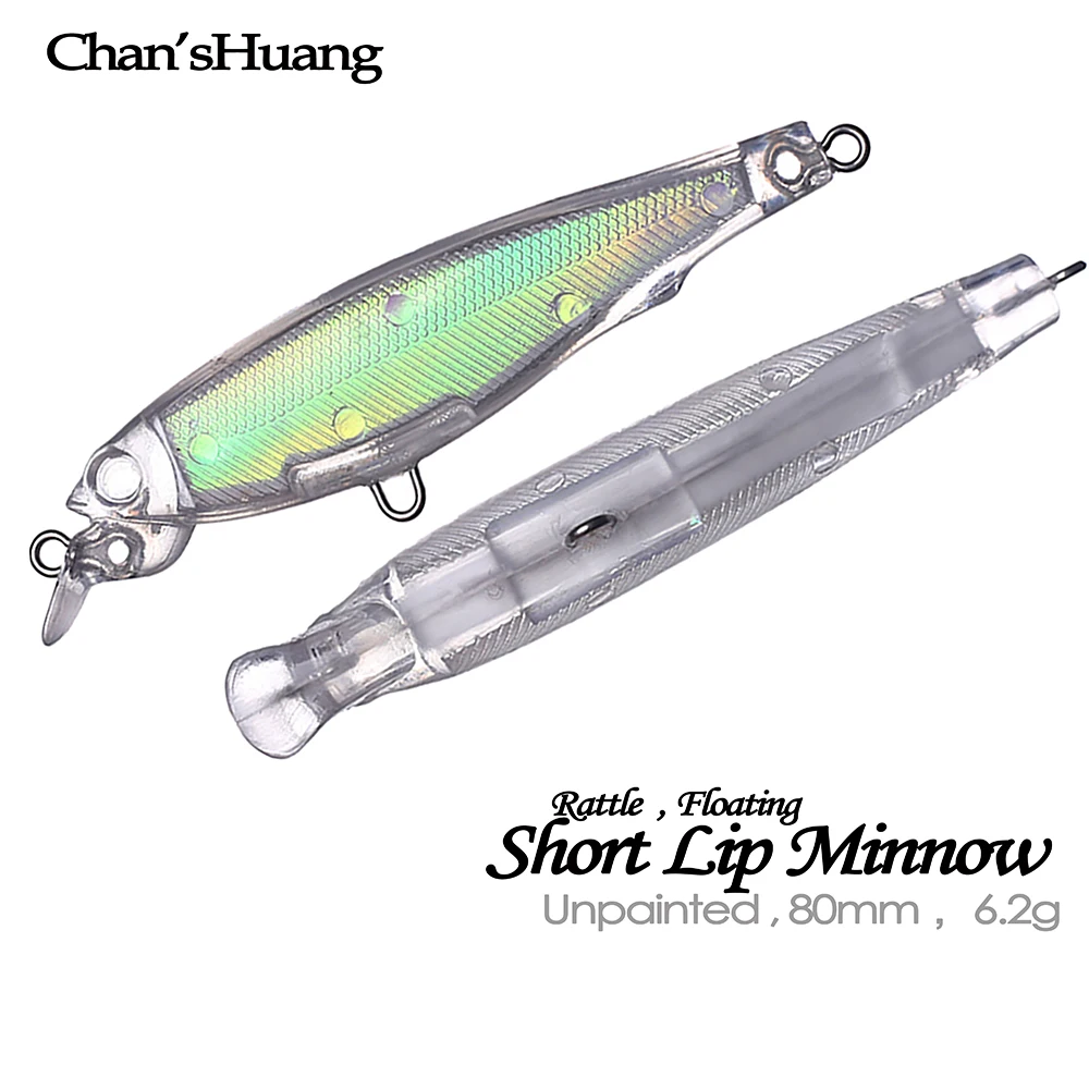 Señuelos Minnow en blanco Chan'sHuang 8cm – sonajero holográfico