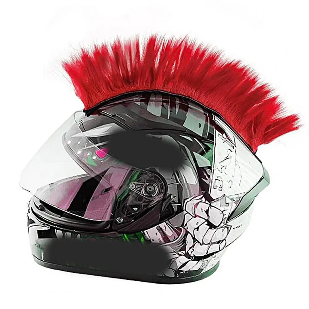 Peluca de casco cortable desmontable Pruiken Kleurrijke Hanekam Motocross seda Color brillante casco Mohawk ciclismo suministros para montar - imagen 5
