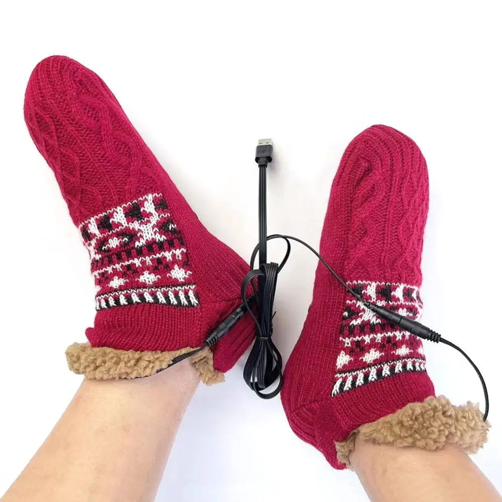 Calcetines calentados por USB cálidos para invierno, calcetines cálidos eléctricos suaves de calentamiento rápido, calcetines térmicos eléctricos calentados para deportes al aire libre - imagen 3