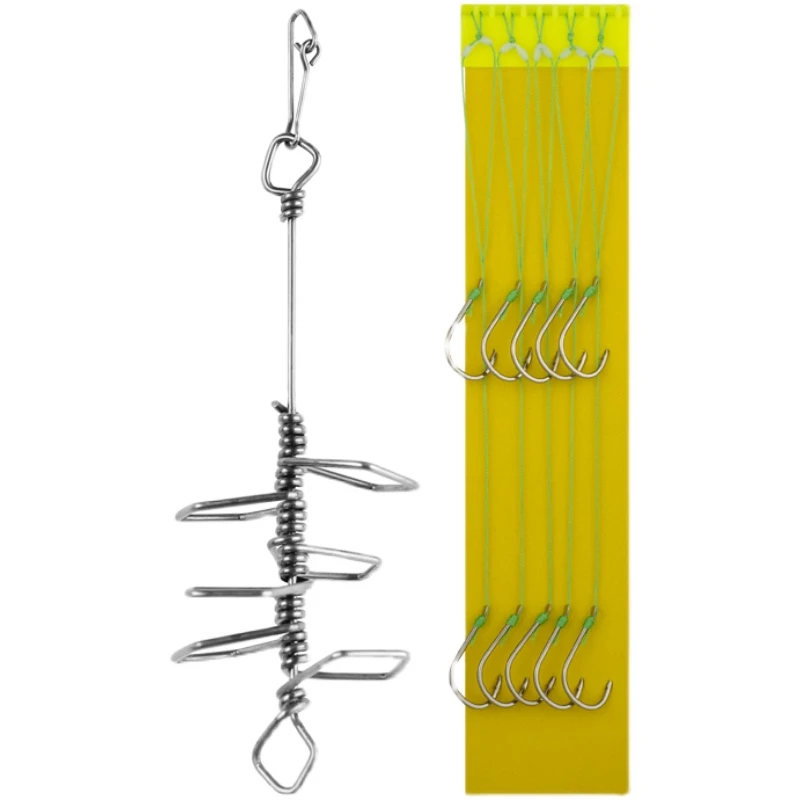 Anzuelo de púas de acero al carbono, juego de anzuelos de pesca para carpa, caña de mano, grupo de sedal con cuchara de cebo en forma de árbol, accesorios para peces - imagen 2