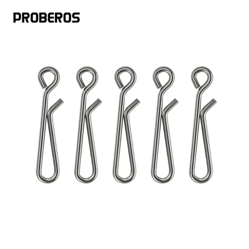 PRO BEROS 100 unids/bolsa Clip rápido bloqueo Snap giratorio anillos sólidos 0 # -6 #    Herramienta de conector de anzuelo de pesca con broches de seguridad de gancho de acero inoxidable