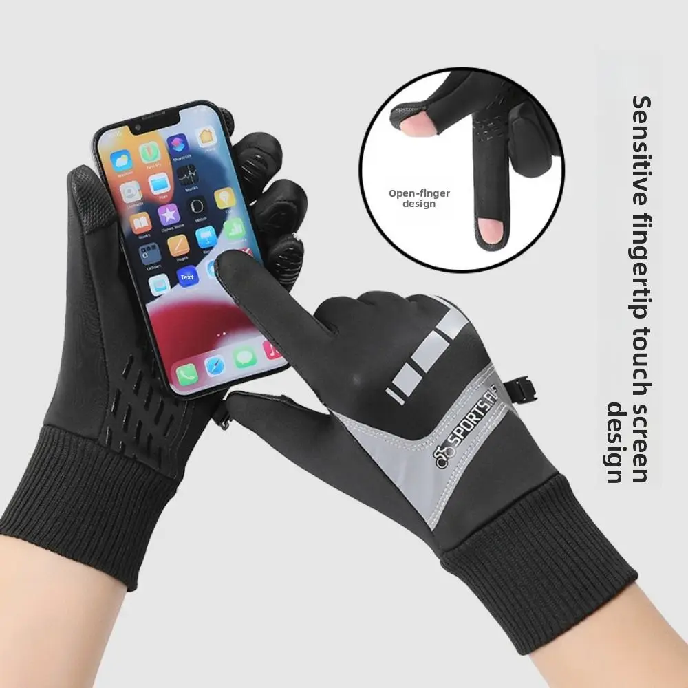 Guantes de ciclismo de invierno con pantalla táctil, hebilla de bloqueo, antideslizantes, gruesos, a prueba de frío, a prueba de viento, cálidos para exteriores - imagen 2