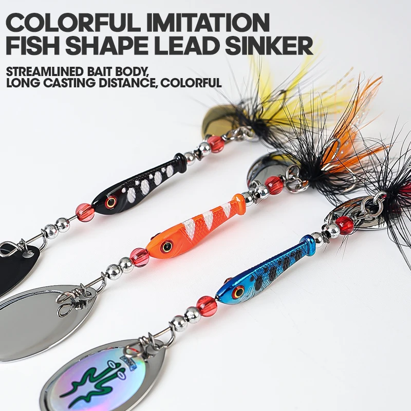 Spinner TAIYU con plumas y lentejuelas – Señuelo giratorio 360° - imagen 5