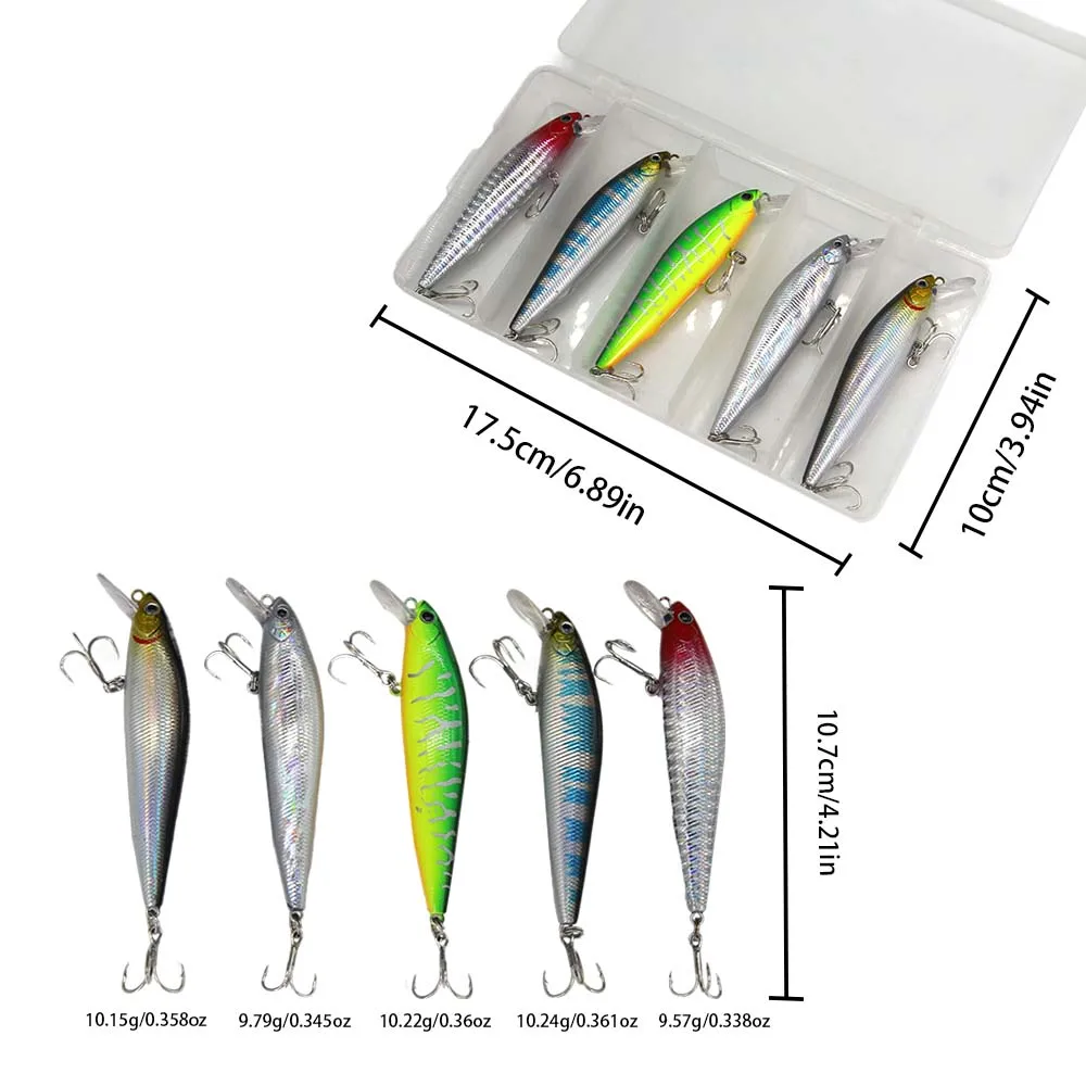 JSFUN 5 unids/caja señuelo de pesca Minnow de cola larga cebo duro flotante Wobbler Artificial Crankbait 3D ojo carpa perca aparejos de pesca - imagen 2