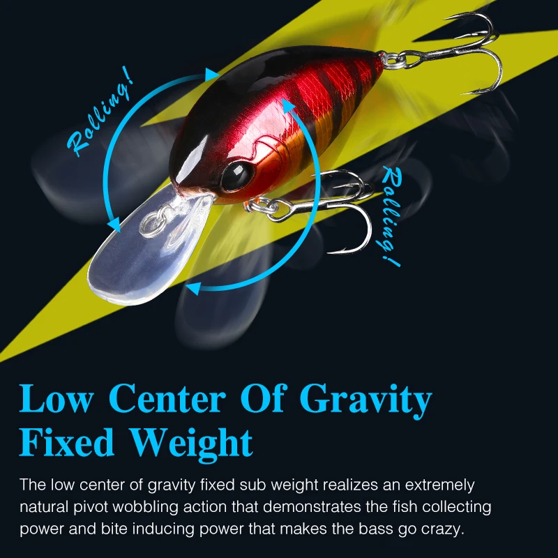 TSURINOYA 59F señuelo flotante Crankbait CHARM 59mm 13g, bujía de vibración de buceo profundo, manivela redonda, señuelo de pesca, cebos de plástico para Lucio - imagen 5