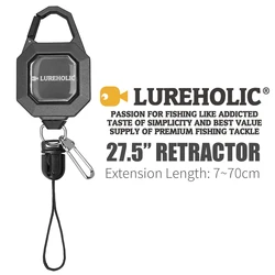 Retractor Lureholic de 27,5 pulgadas con bloqueo de parada de tracción, longitud de extensión: 7 ~ 70 cm, gancho rápido para pesca con señuelo, pesca de lubina