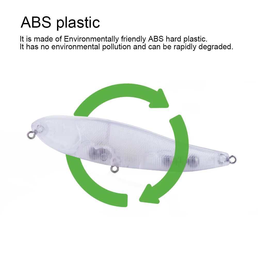 Hanlin-Cebo de lápiz de plástico duro, cebo Artificial sin pintar, cuerpo transparente para aparejos de pesca, 10/20 piezas, 10CM, 12G - imagen 5