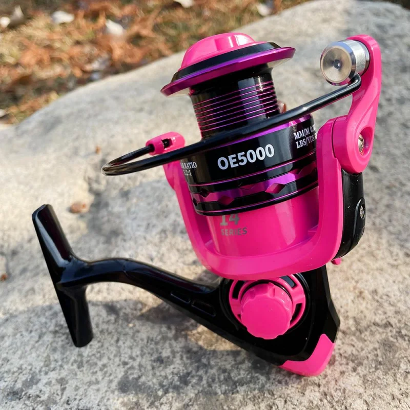 Carrete de Metal liso Original de alta calidad, carrete de Pesca Baitcasting, relación de engranaje 5,2: 1, serie OE2000-7000 con mango antideslizante - imagen 2