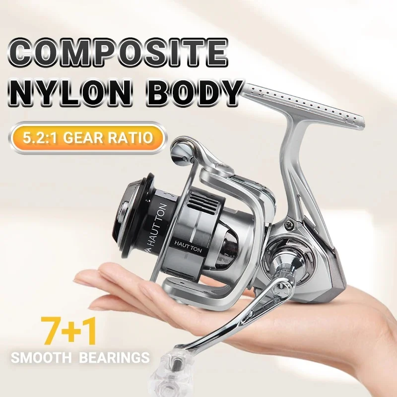 Carrete de pesca giratorio ultraligero 1500/2500/3000, relación de engranaje 5,2: 1, 7 + 1 BB, arrastre máximo de 8KG, profesional, perfecto para pescar - imagen 2