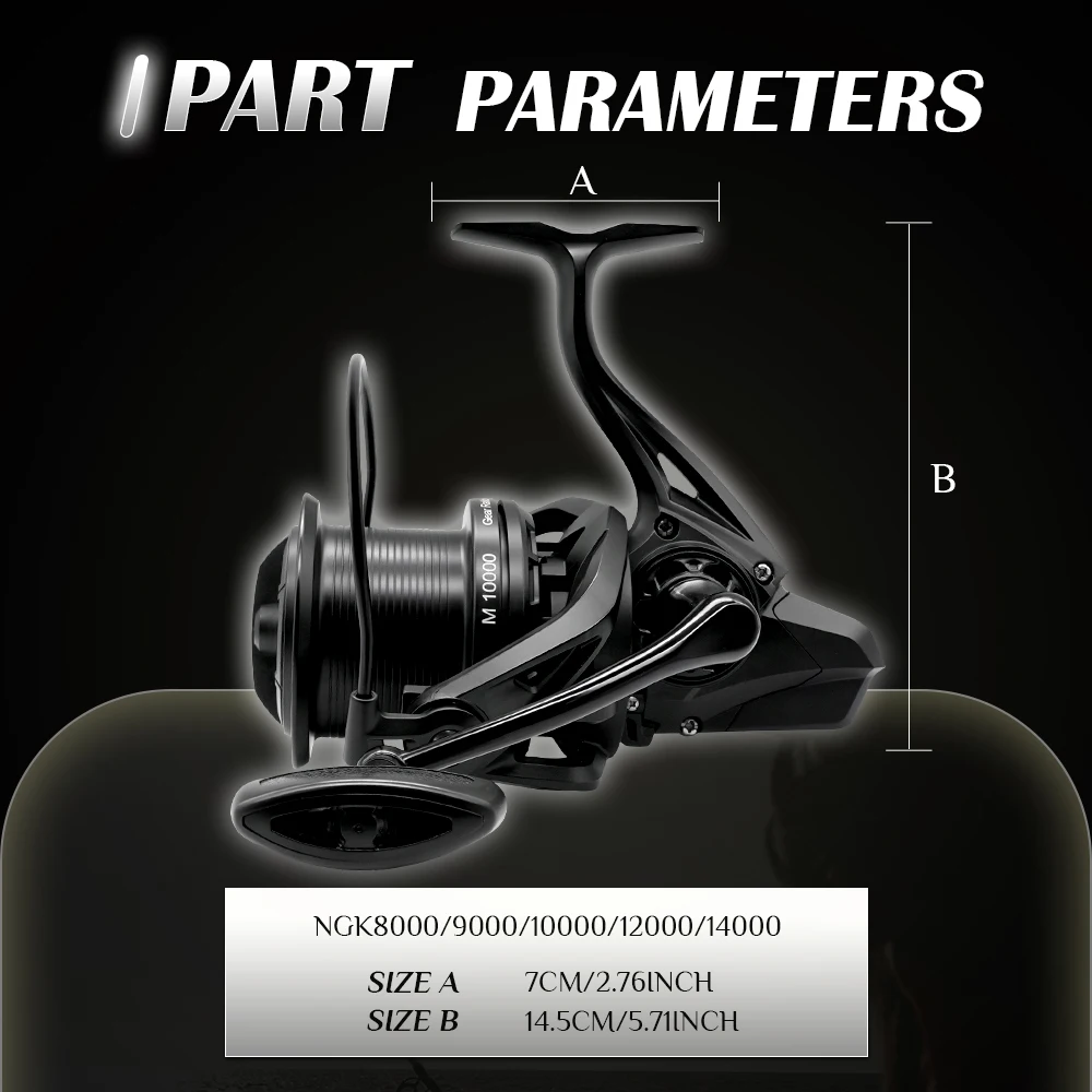 Carrete de pesca giratorio con rodamiento de acero inoxidable M 8000 9000 10000 12000 14000 25KG carrete potente arrastre de agua dulce y salada - imagen 4