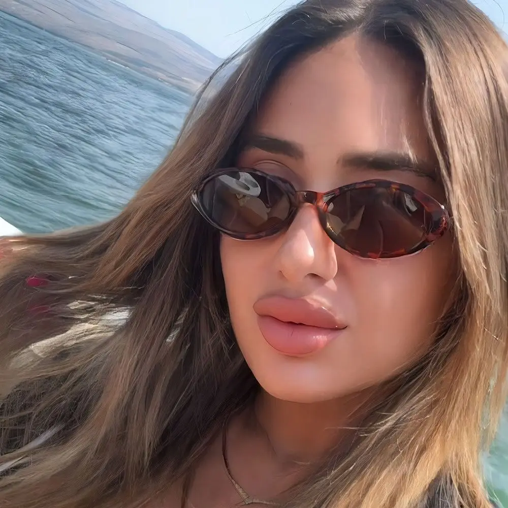 Nuevas gafas de sol Retro con forma de ojo de gato, gafas de sol con montura ovalada de Color caramelo a la moda, gafas para mujer y hombre con protección UV400