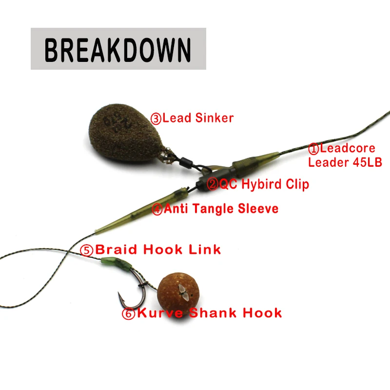 Kit de accesorios de pesca de carpa, Clips de plomo híbridos QC con cola, cono de goma, manga antienredos, giratorios de cambio rápido para aparejo de carpa - imagen 4