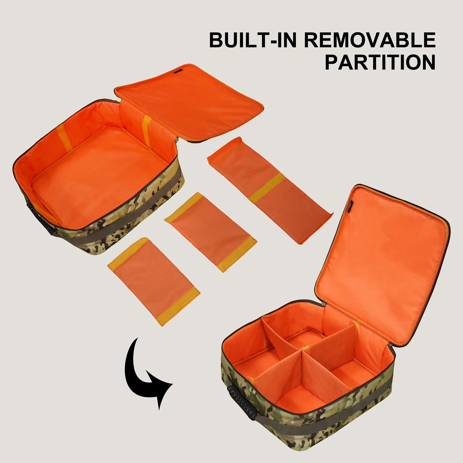 Bolsa de carretes de pesca de mano, caja organizadora de aparejos de pesca con doble cremallera, bolsa de transporte de poliéster de gran capacidad con divisor ajustable - imagen 3