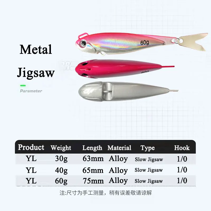 Como señuelo de rompecabezas lento, pescador con brillo, plantilla de plomo, 30g40g60g, señuelo de Metal, cebo duro que se hunde, Jigging, Pesca, cebo Artificial - imagen 4