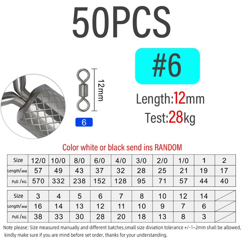 Size 6 50PCS