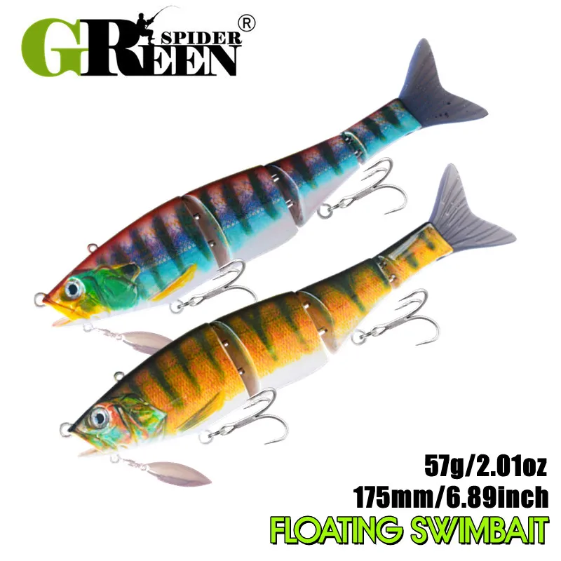 GREENSPIDER Wobblers de hundimiento lento 17,5 cm – Swimbait para lucio