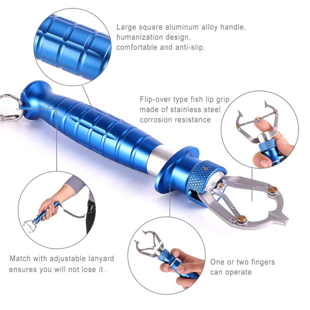 Controlador de pescado profesional de acero inoxidable 304 a prueba de óxido, herramienta de agarre de labios, equipo de Control de pesca marina de aleación de aluminio - imagen 3